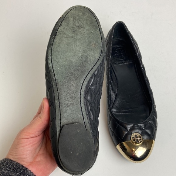Tory Burch Kaitlin Quilted Leather Gold Toe ballet slip-on flats 6.5 Luxury - Picture 11 of 16